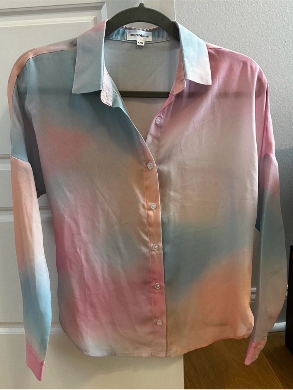Superdown Multicolor Pastel Ombre Button-Up Shirt